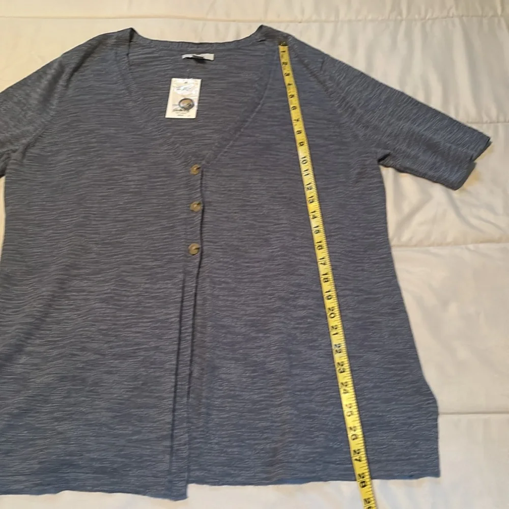 Croft & Barrow blue Short Sleeve Button Down Cardigan Size M NWT